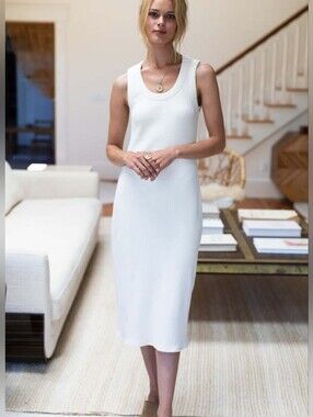 Emerson Fry Go To Tank Dress Size XS Ivory Natural Hemp Cotton Rib Knit Organic
